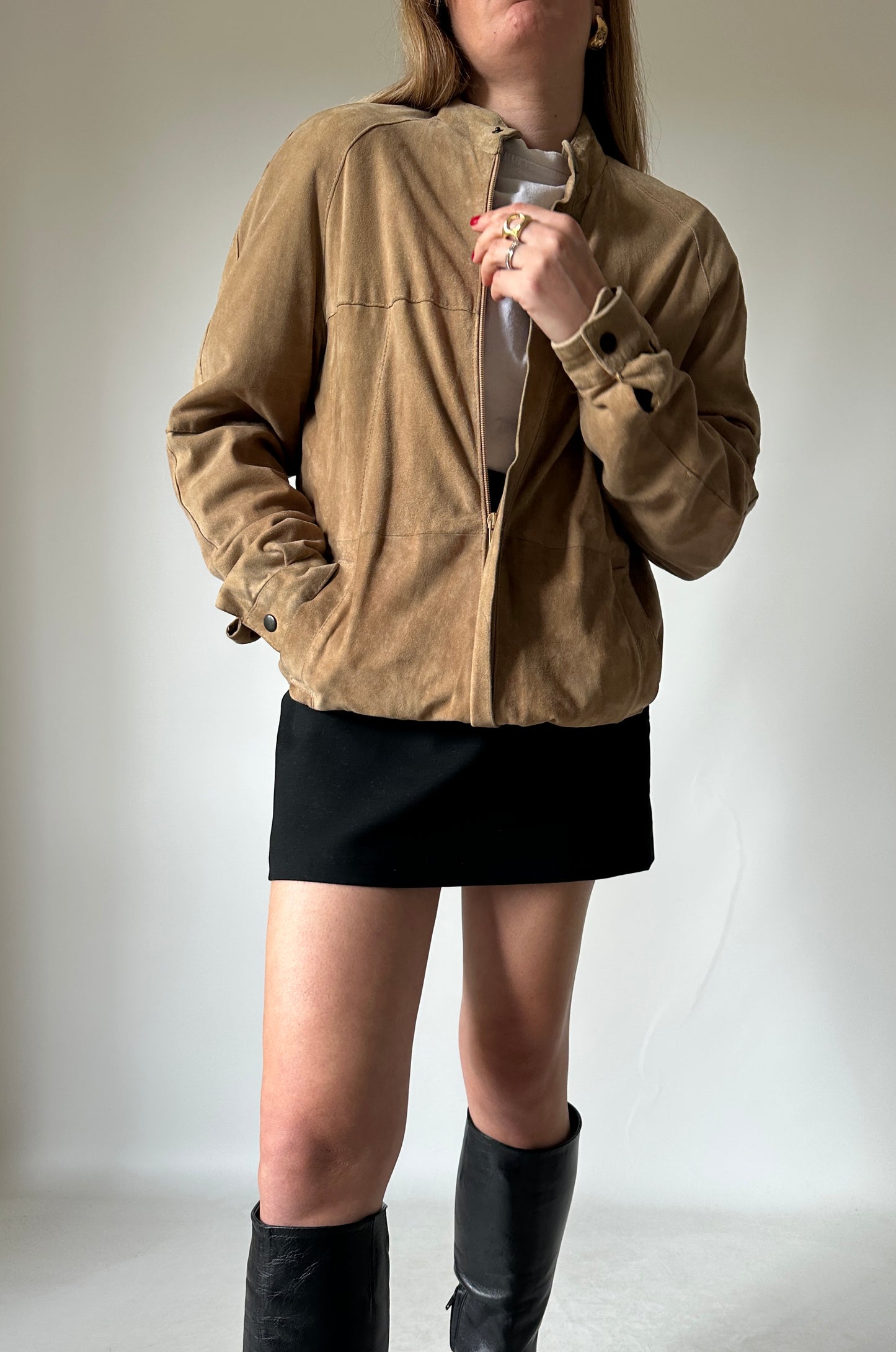 Spring suede bomber