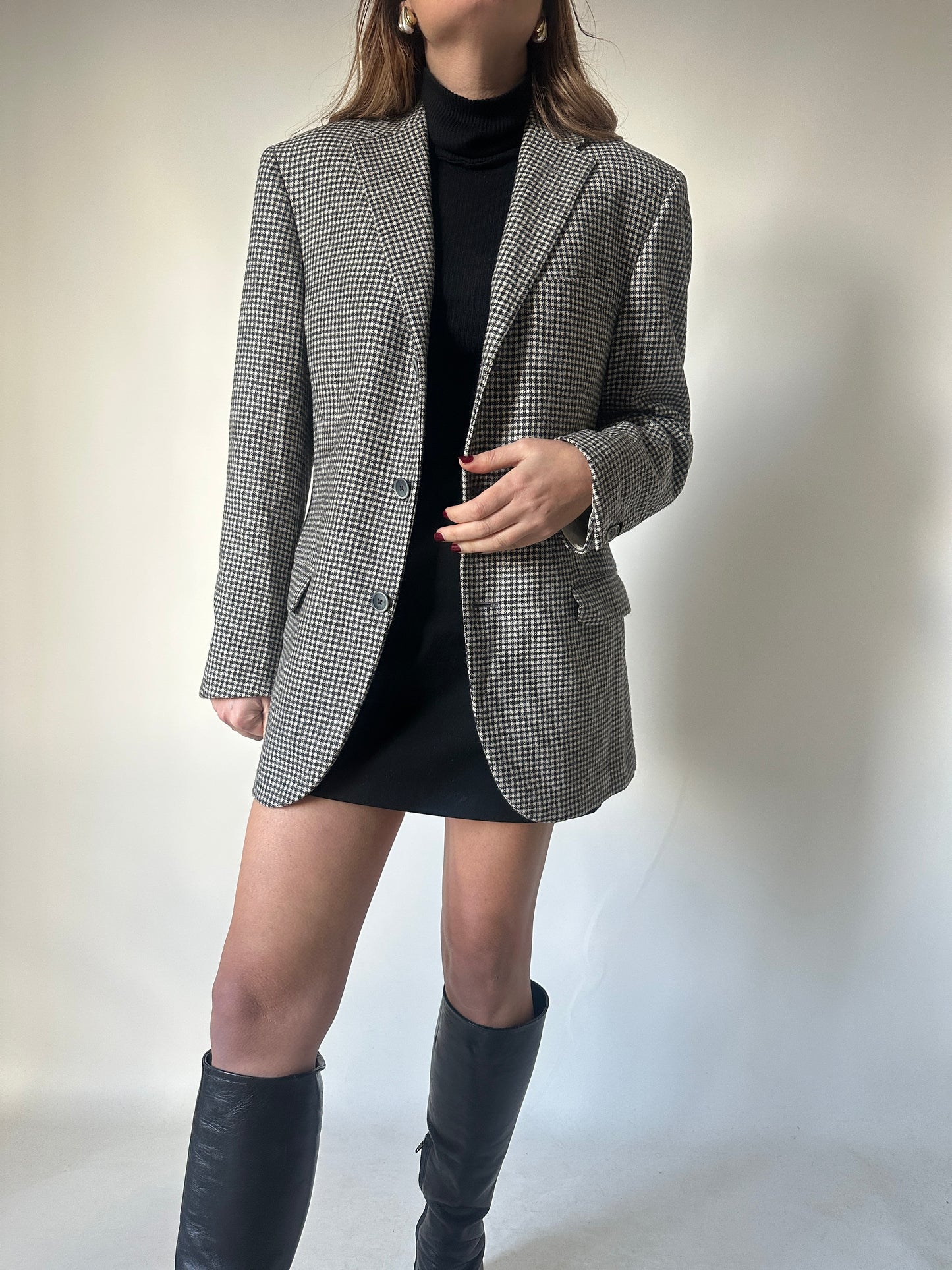 Pied de poule wool blazer
