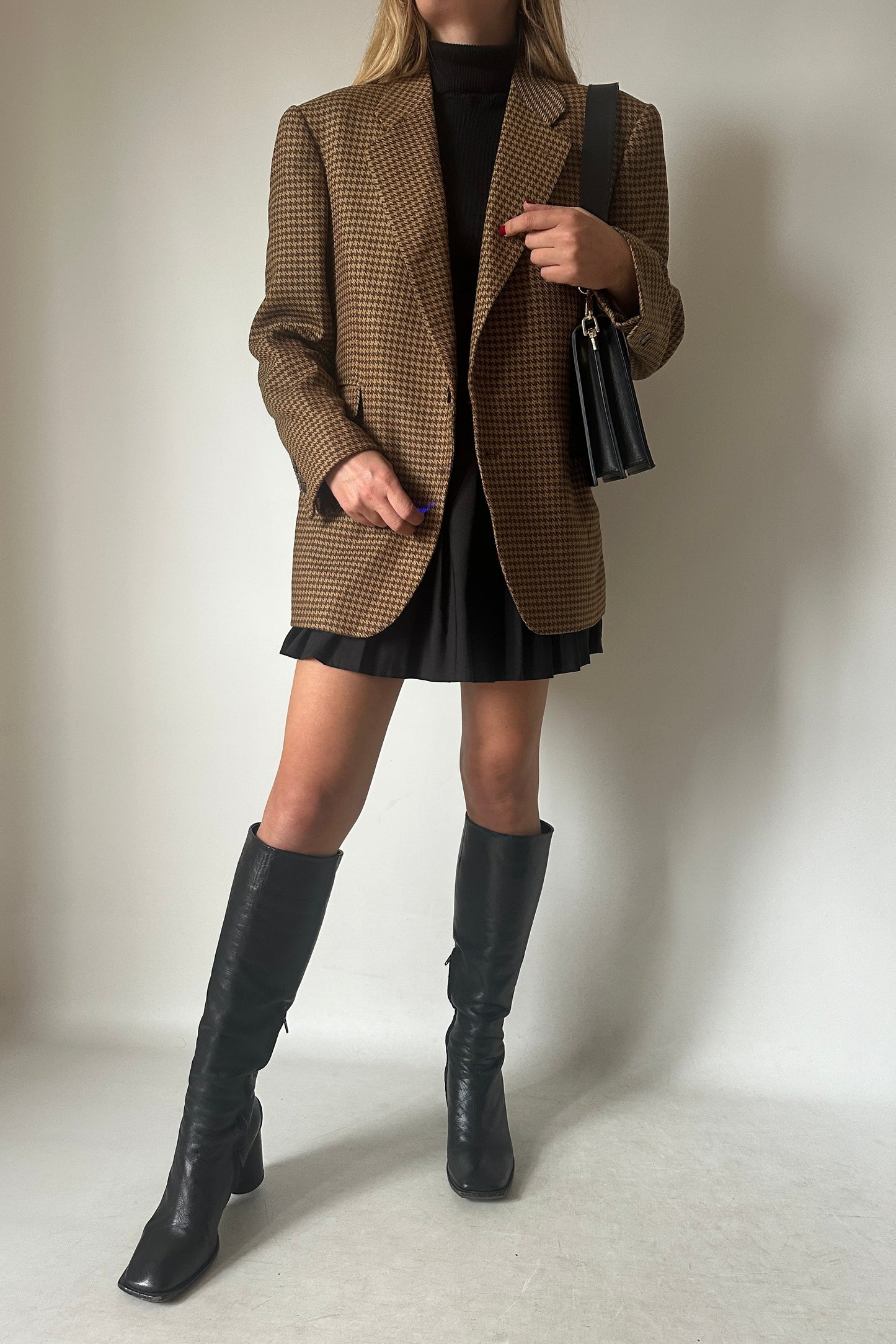 Pied de poule wool blazer coat