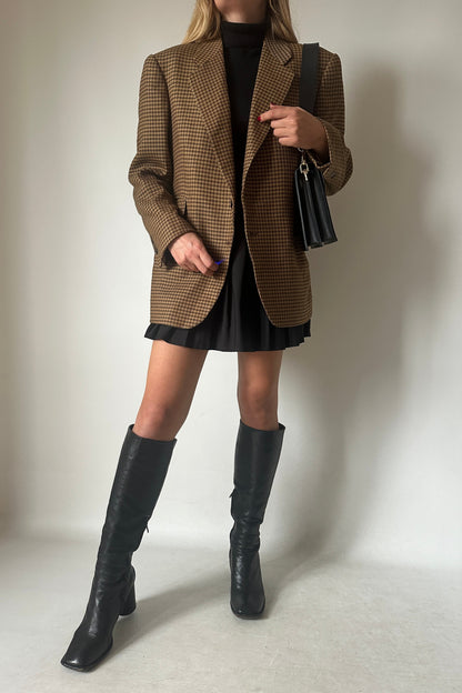Pied de poule wool blazer coat