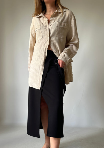 Pure 100% linen sahariana shirt