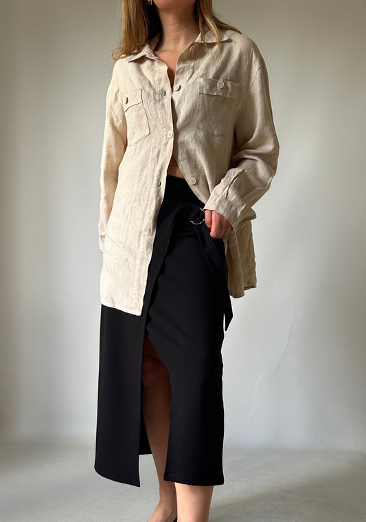 Pure 100% linen sahariana shirt