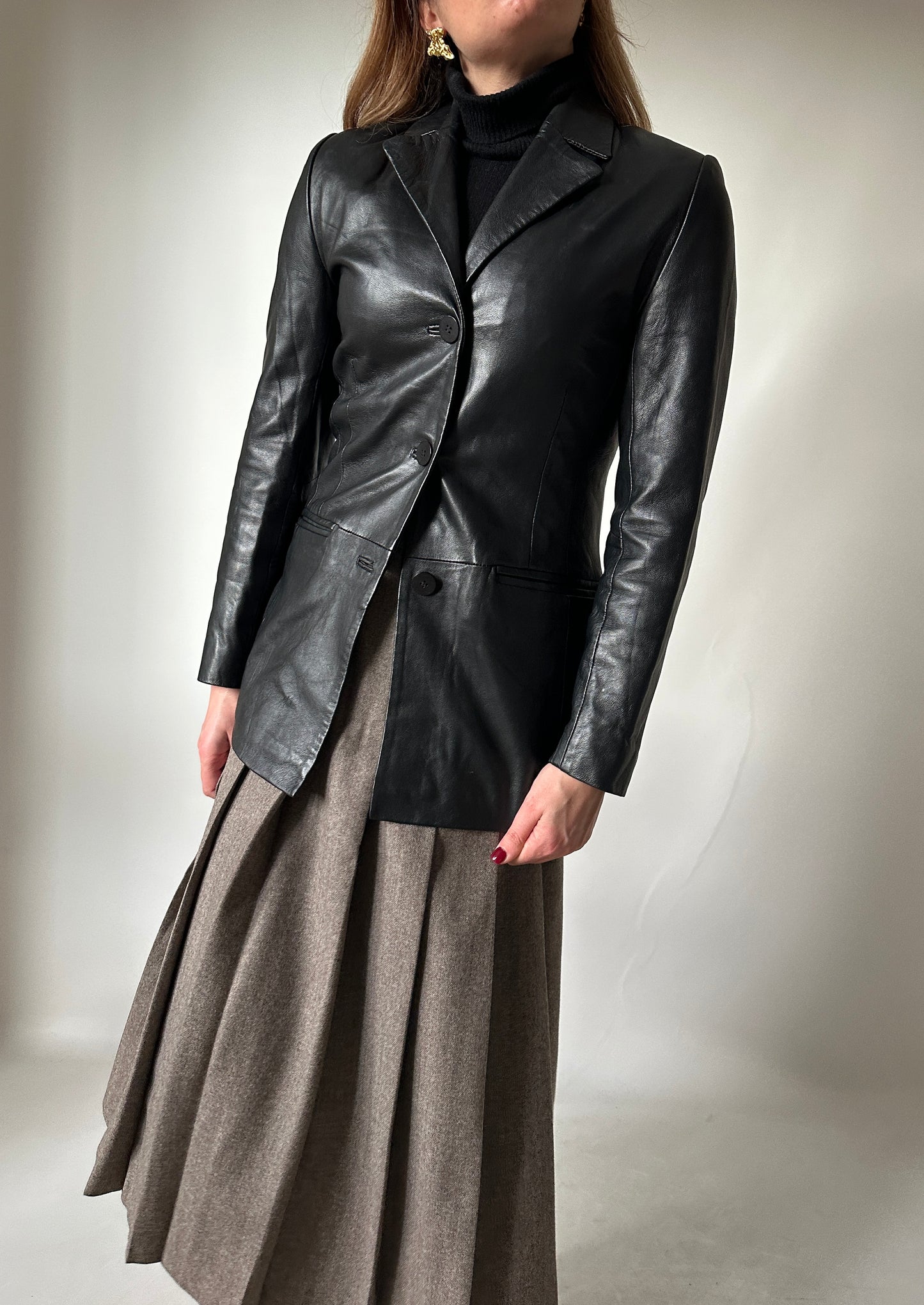 Nappa leather slim jacket