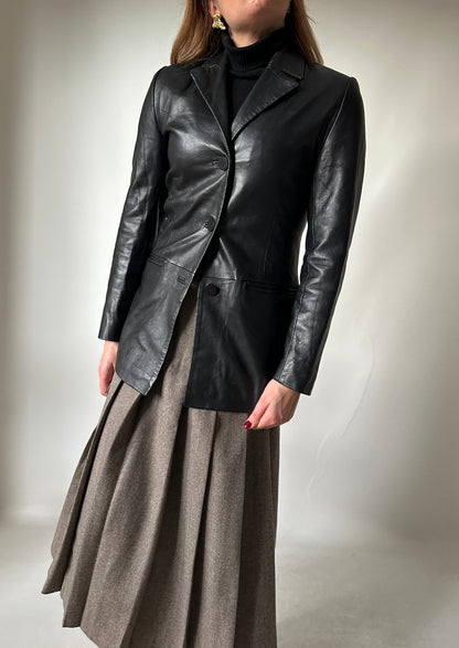 Nappa leather slim jacket