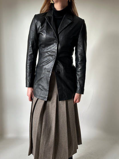 Nappa leather slim jacket