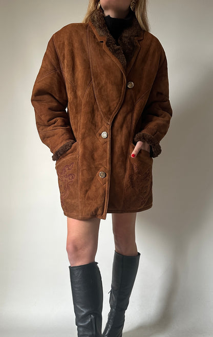 Shearling caramello con ricami - taglia 42