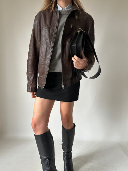 Beautiful chocolate leather biker