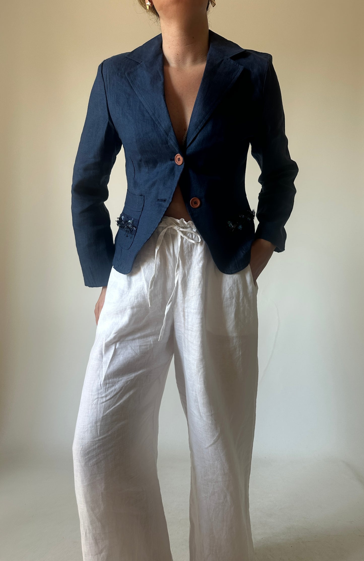 Pure linen petite blazer