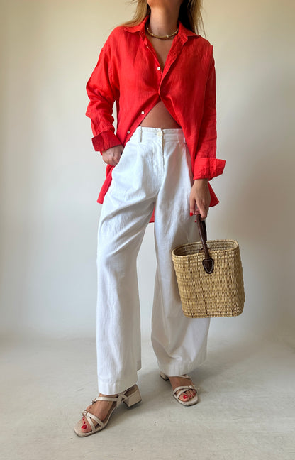 RALPH LAUREN coral linen shirt