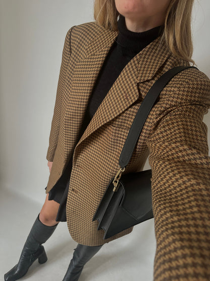 Pied de poule wool blazer coat