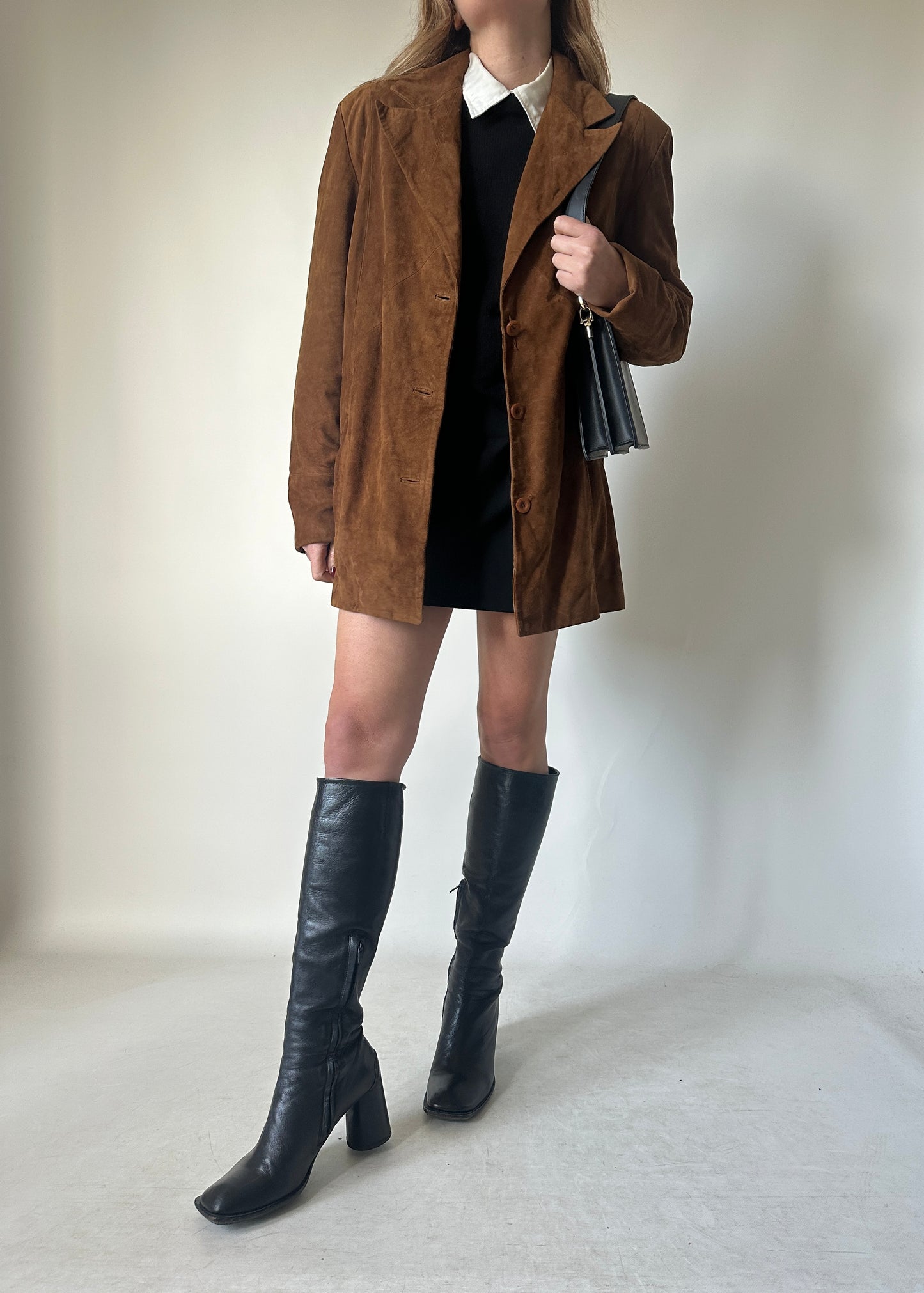 Brown real leather suede jacket