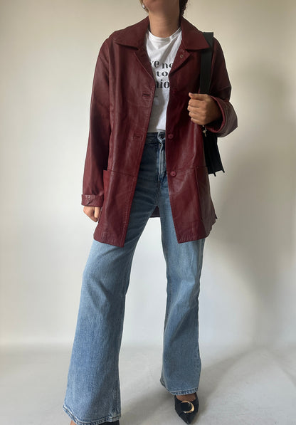 Burgundy leather jacket
