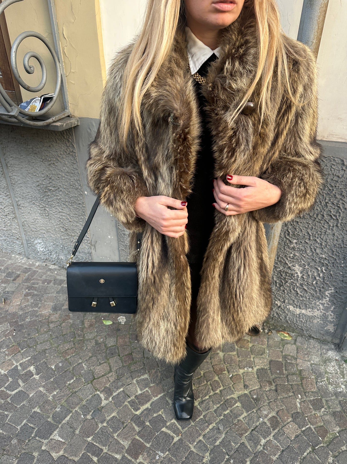 Silver real fox fur
