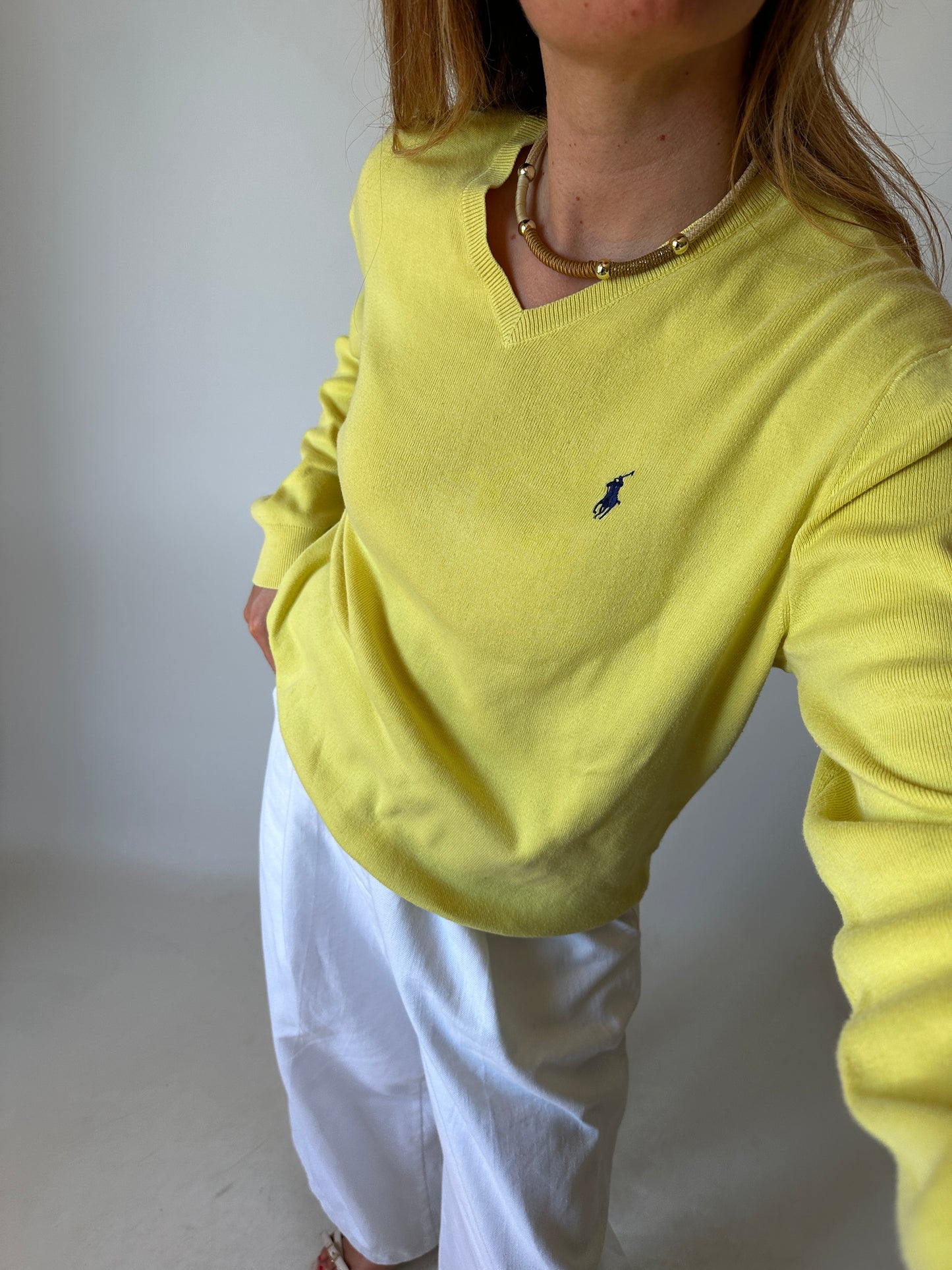 RALPH LAUREN lime cotton sweater