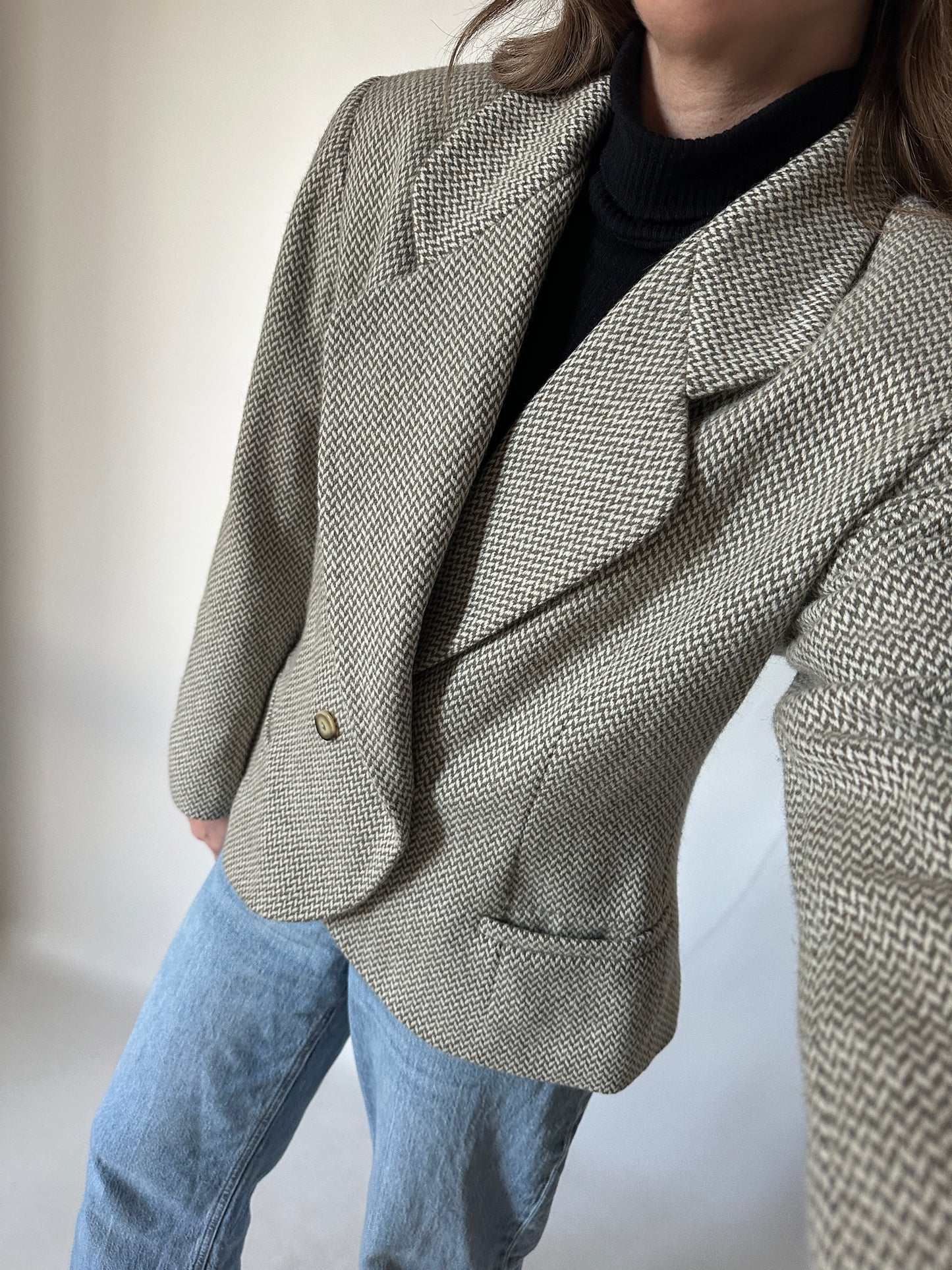 Blazer spigato in lana