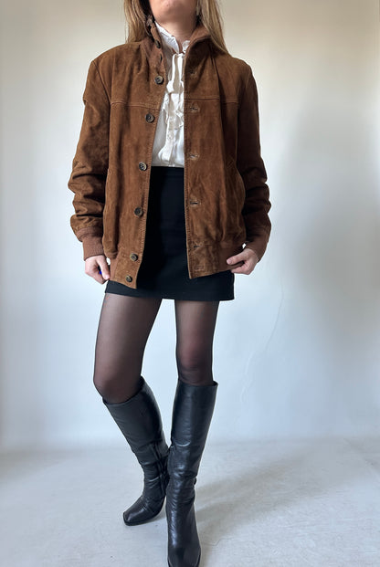 Petite suede bomber