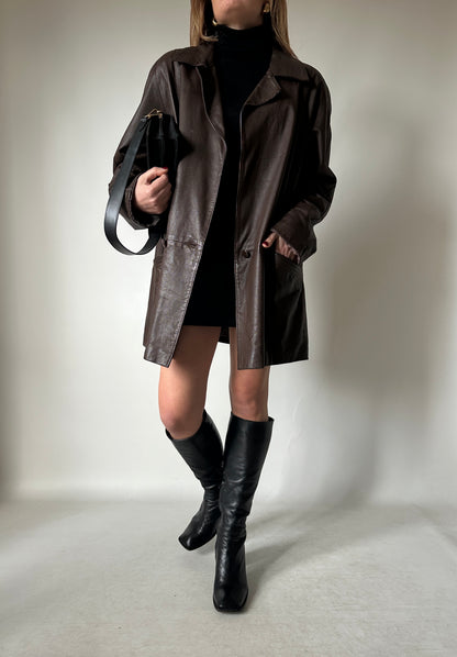 Dark chocolate real leather jacket