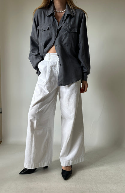 Grey oversize 100% silk shirt