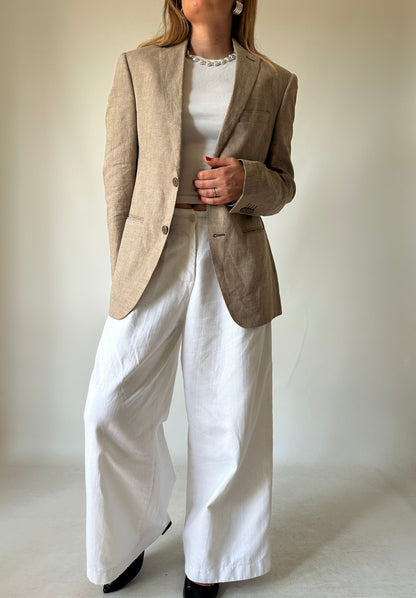 Blazer petite in puro lino beige