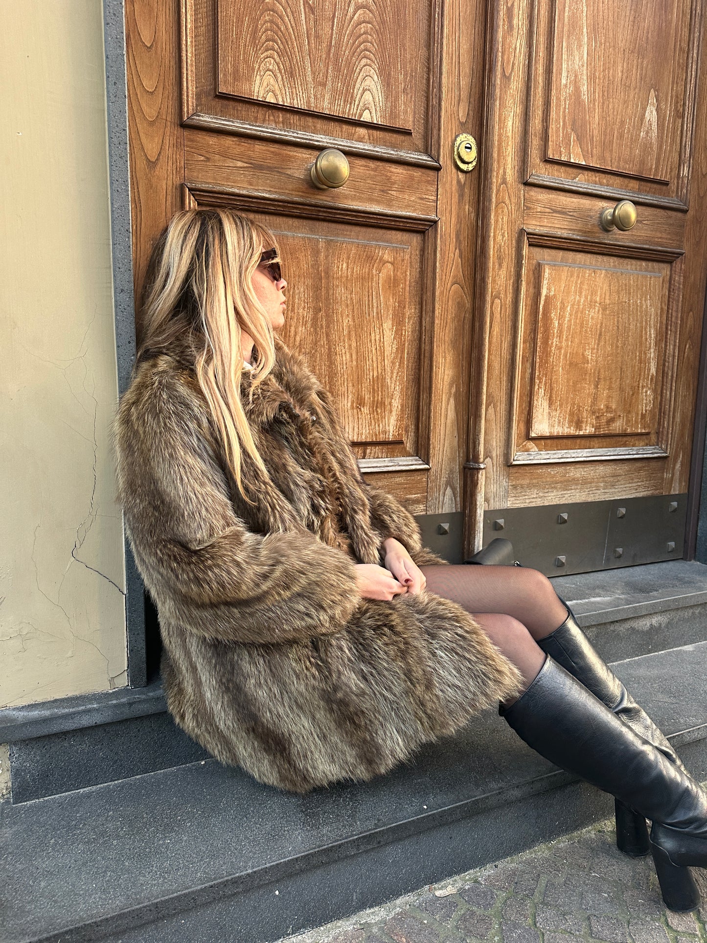 Silver real fox fur