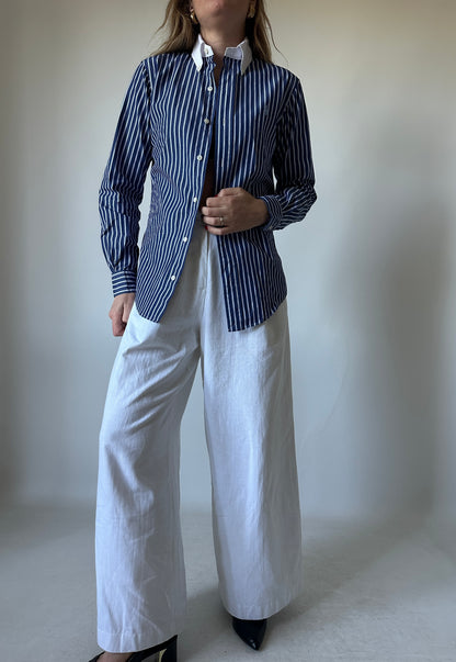 RALPH LAUREN blue striped petite shirt