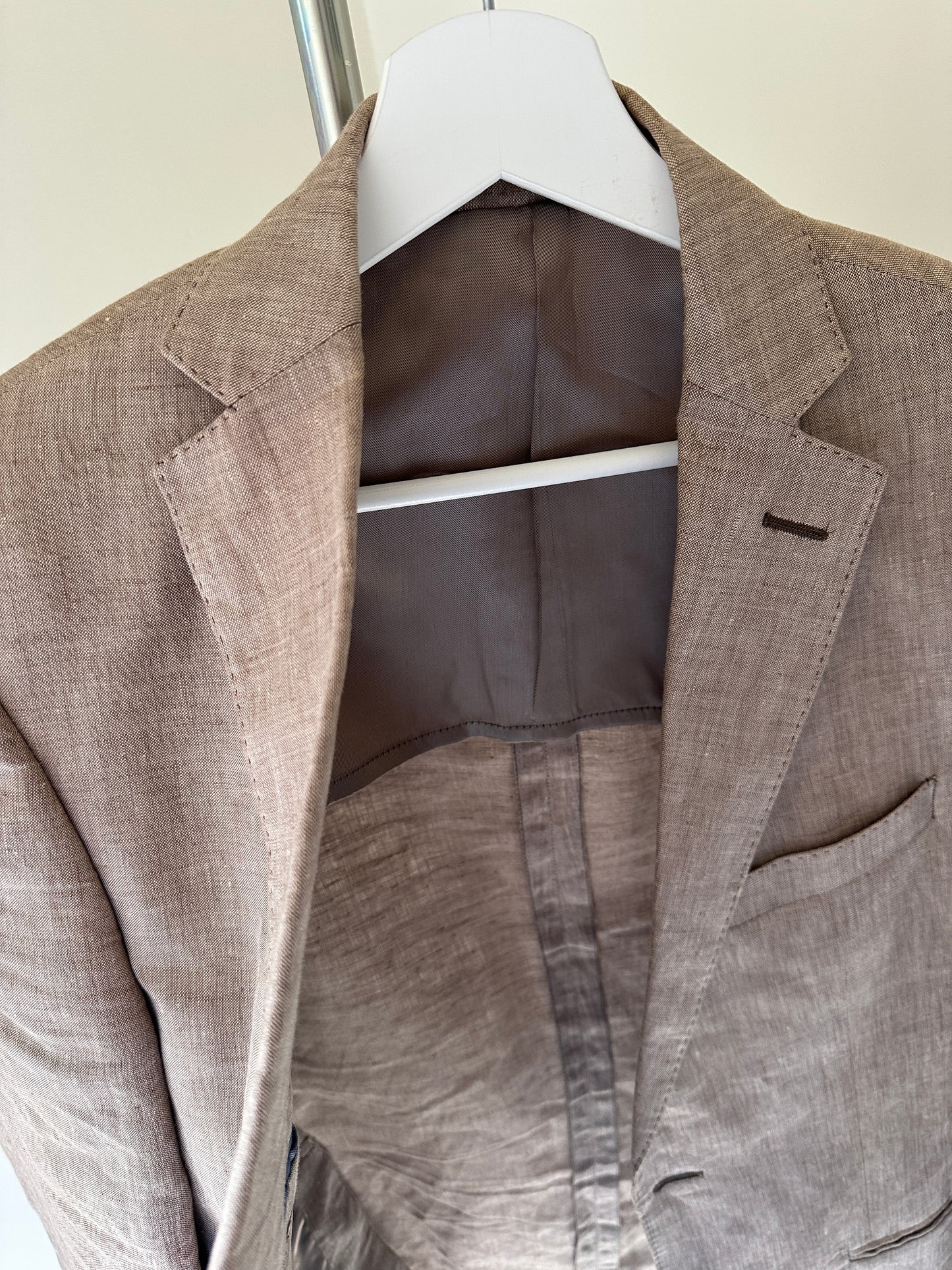 Blazer petite in puro lino beige