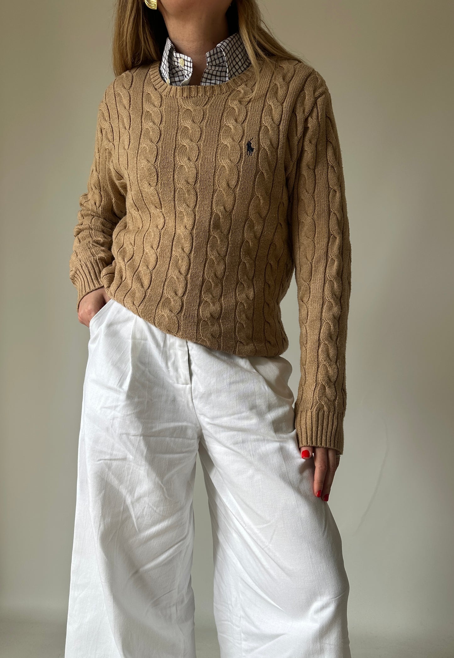 RALPH LAUREN camel cable-knit sweater