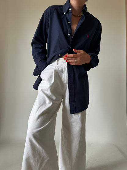 RALPH LAUREN navy petite shirt