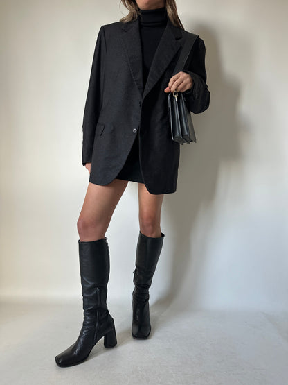 Minimal wool dark grey blazer