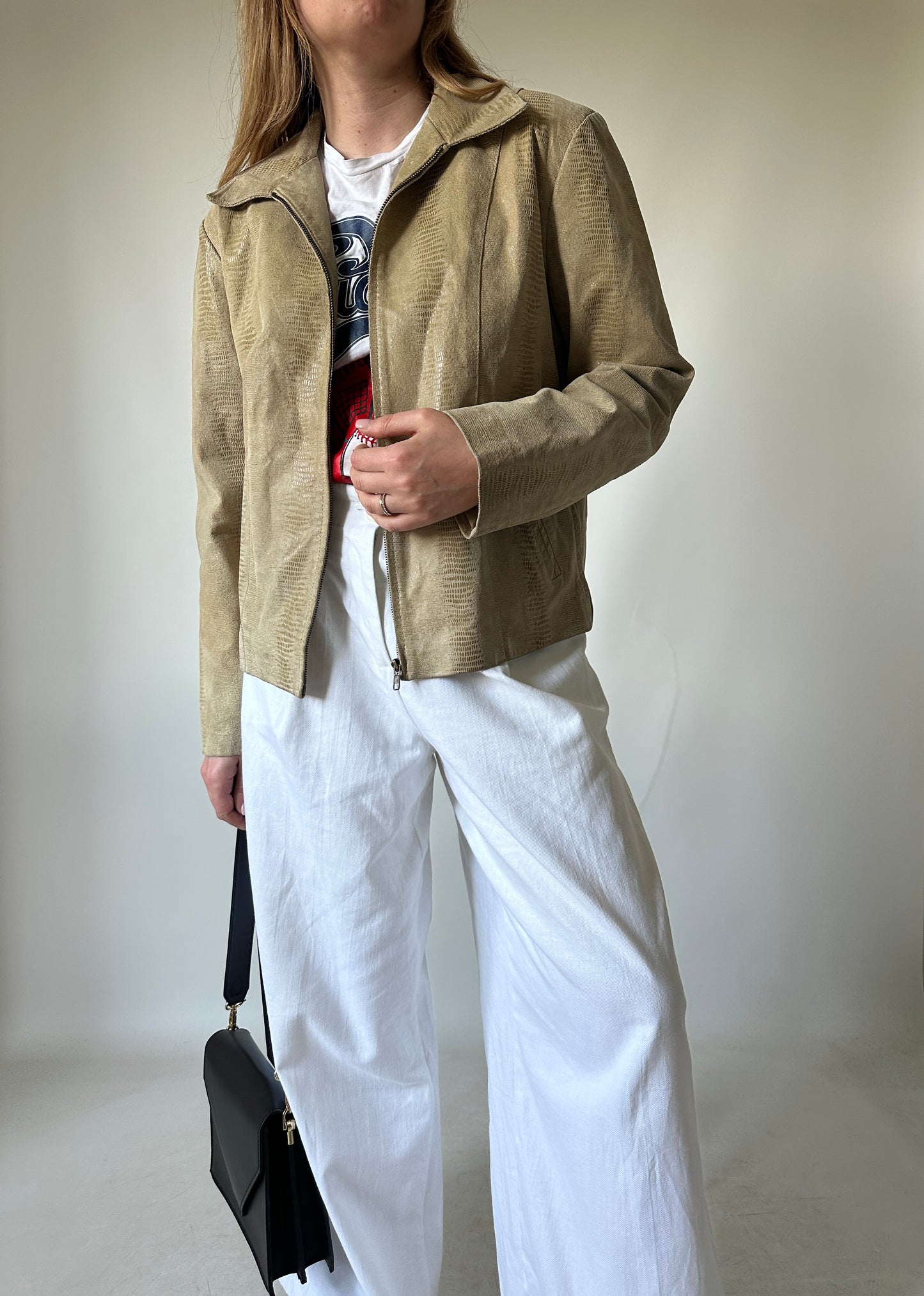 Phyton sand light leather jacket