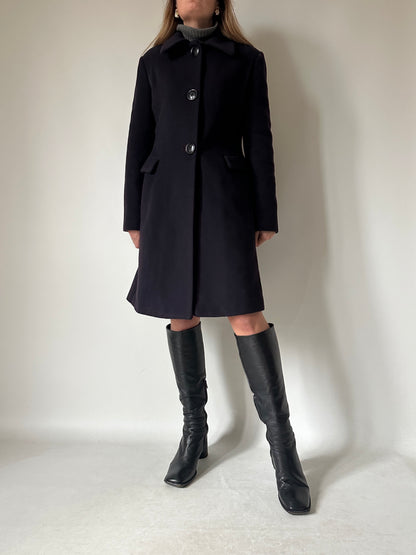 100% wool navy slim coat