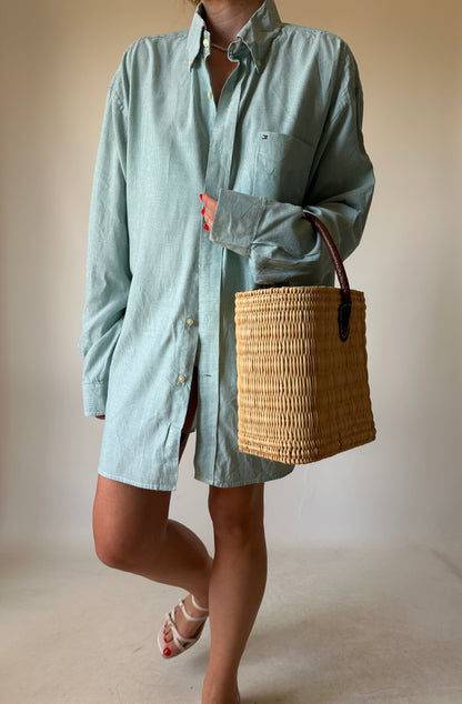 TOMMY HILFIGER oversize striped green shirt