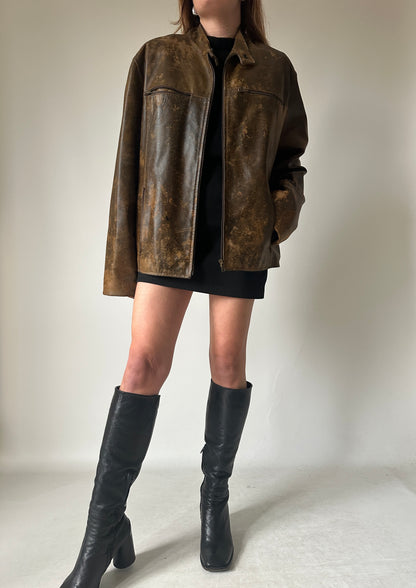 Dreamy distressed rusted leather biker