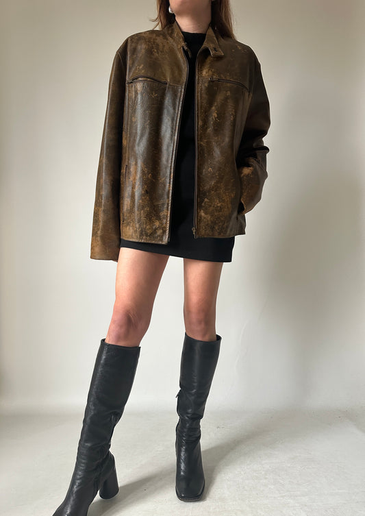 Dreamy distressed rusted leather biker