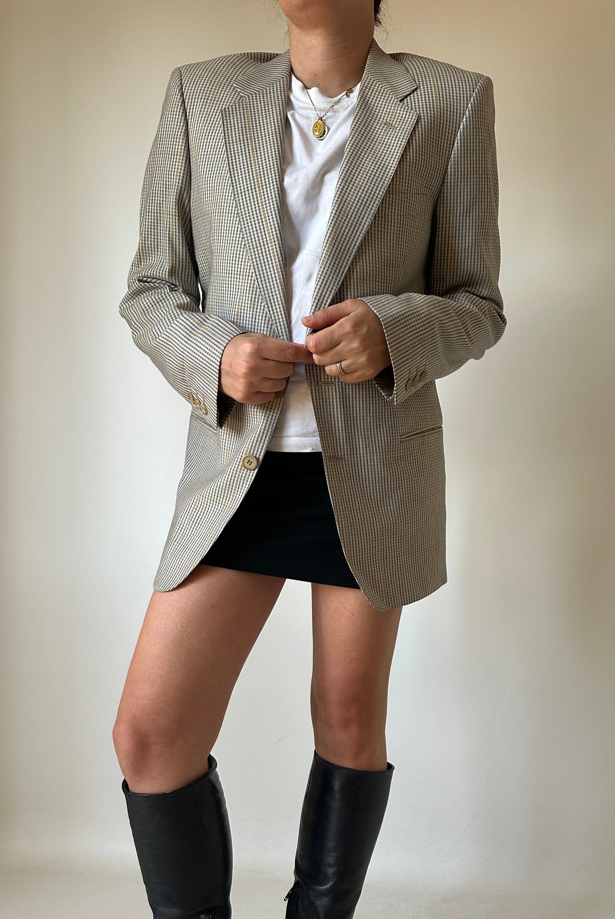 Prince of Wales beige petite blazer