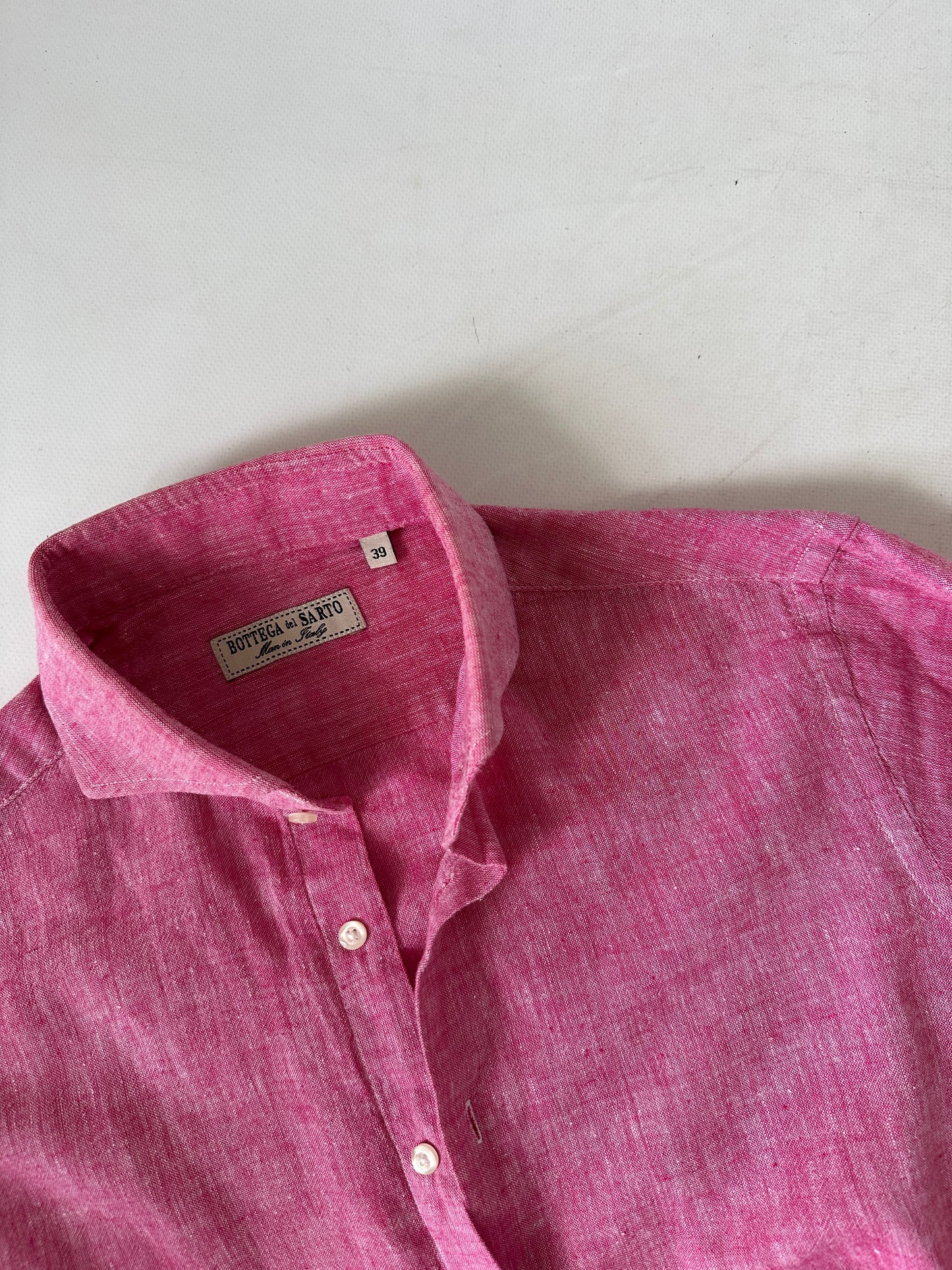 Tailored 100% linen pink shirt