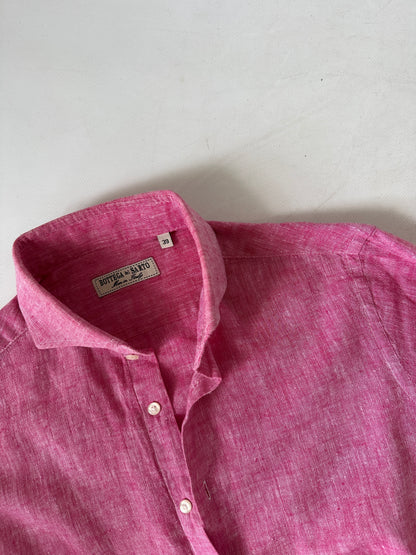 Tailored 100% linen pink shirt
