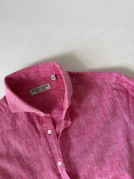 Tailored 100% linen pink shirt