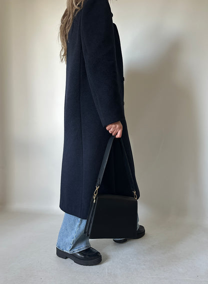 Tailored double-breast wool navy coat