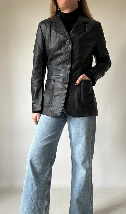 Nappa leather slim jacket