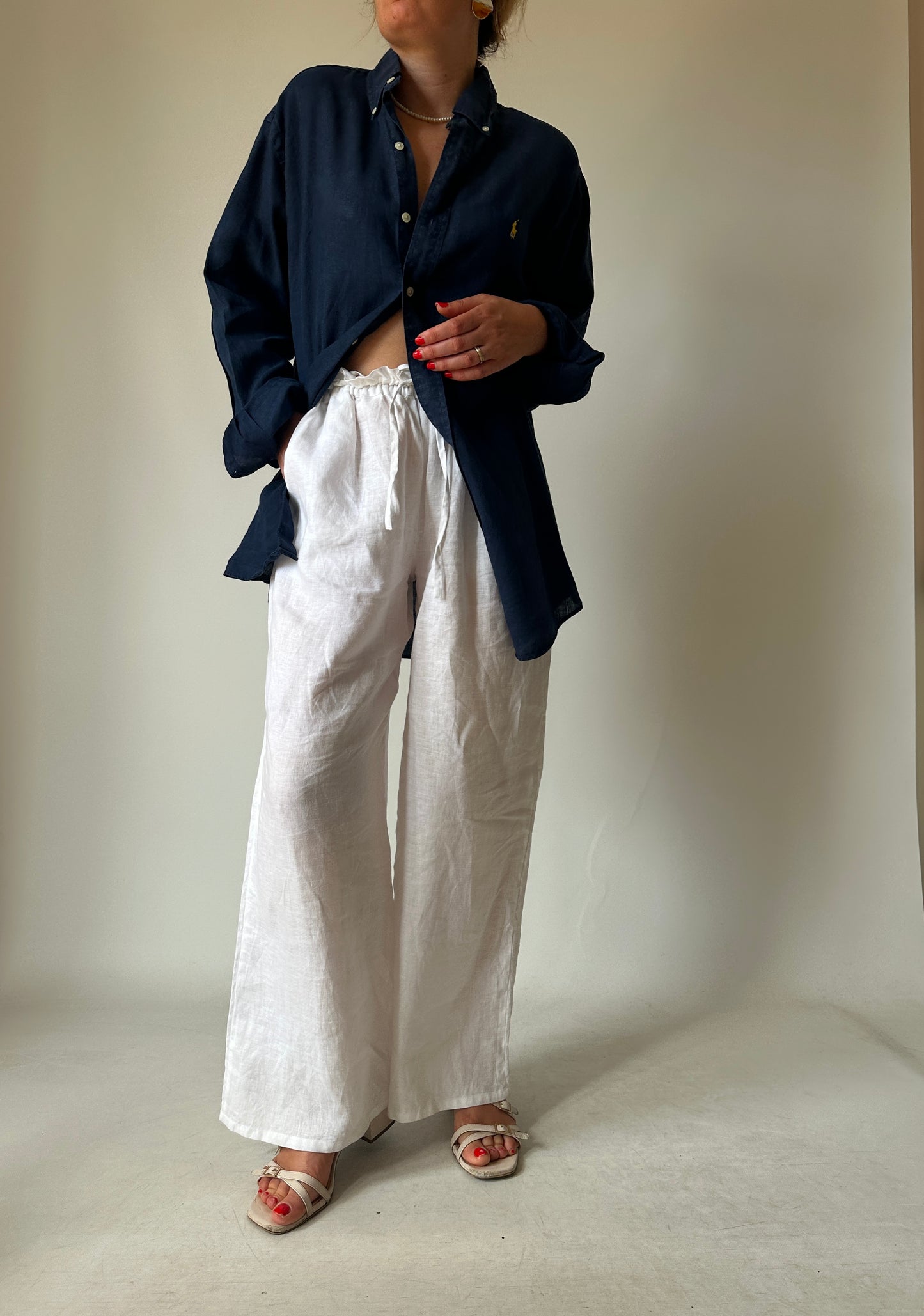 RALPH LAUREN navy linen shirt