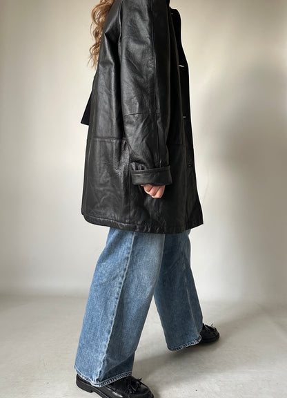 Giaccone in pelle nero