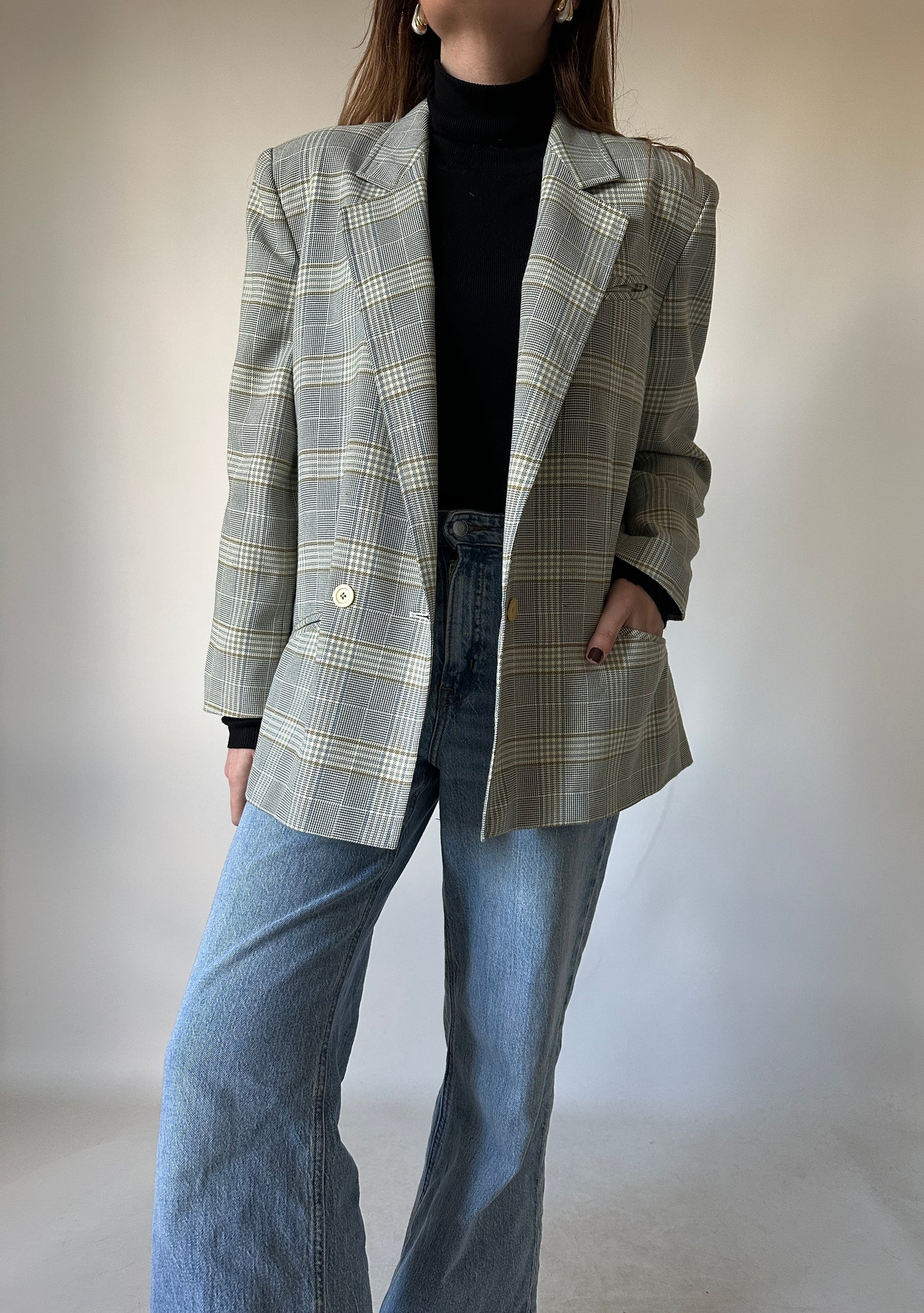 Prince of Wales grey petite blazer