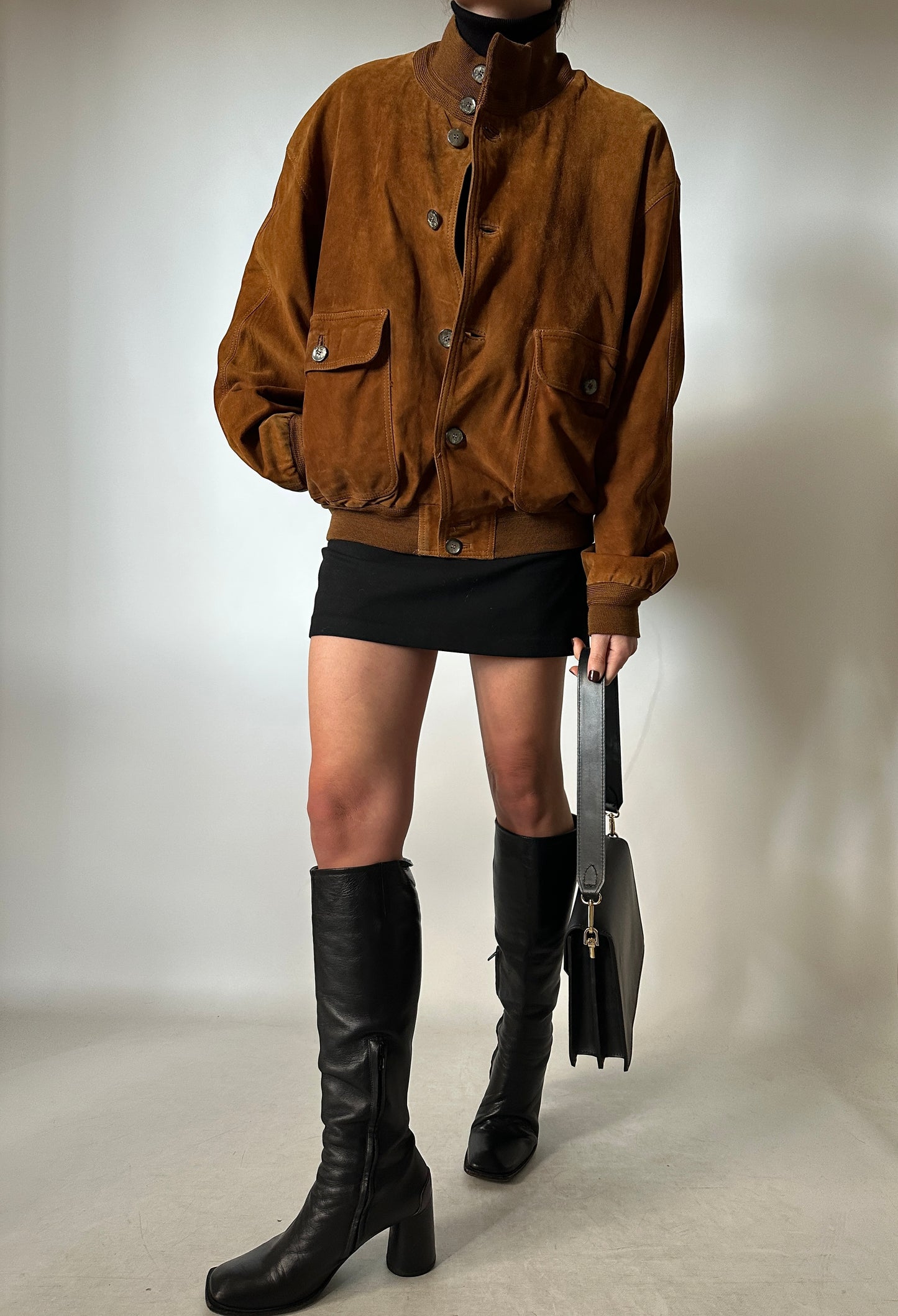 Petite suede bomber