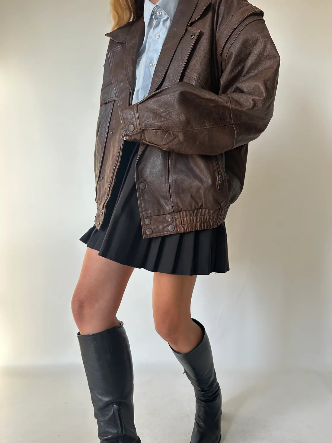 Unique chocolate distressed bomber