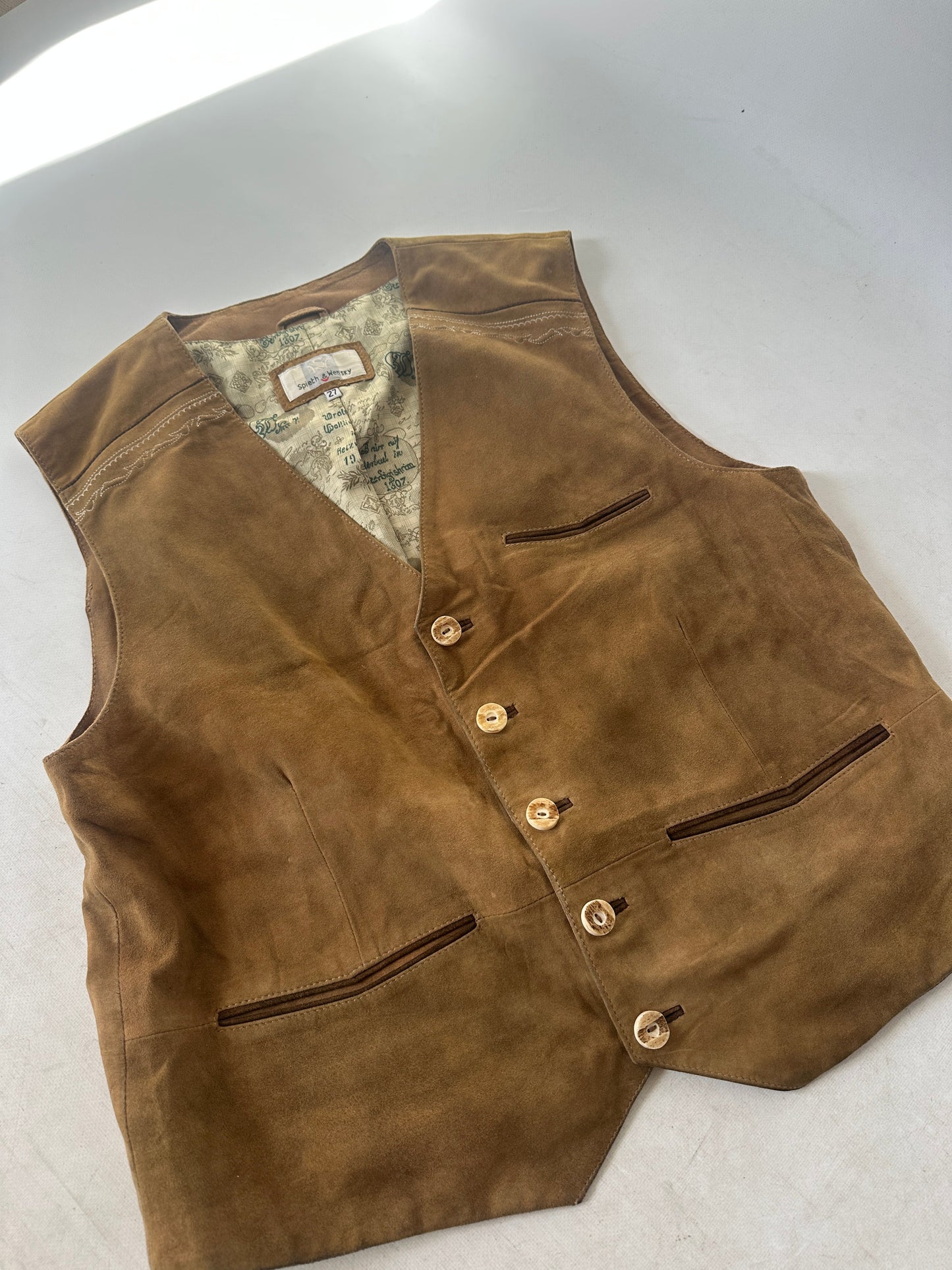 Camel suede vest