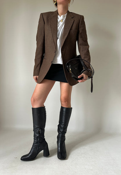 Chocolate wool petite blazer
