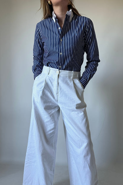 RALPH LAUREN blue striped petite shirt