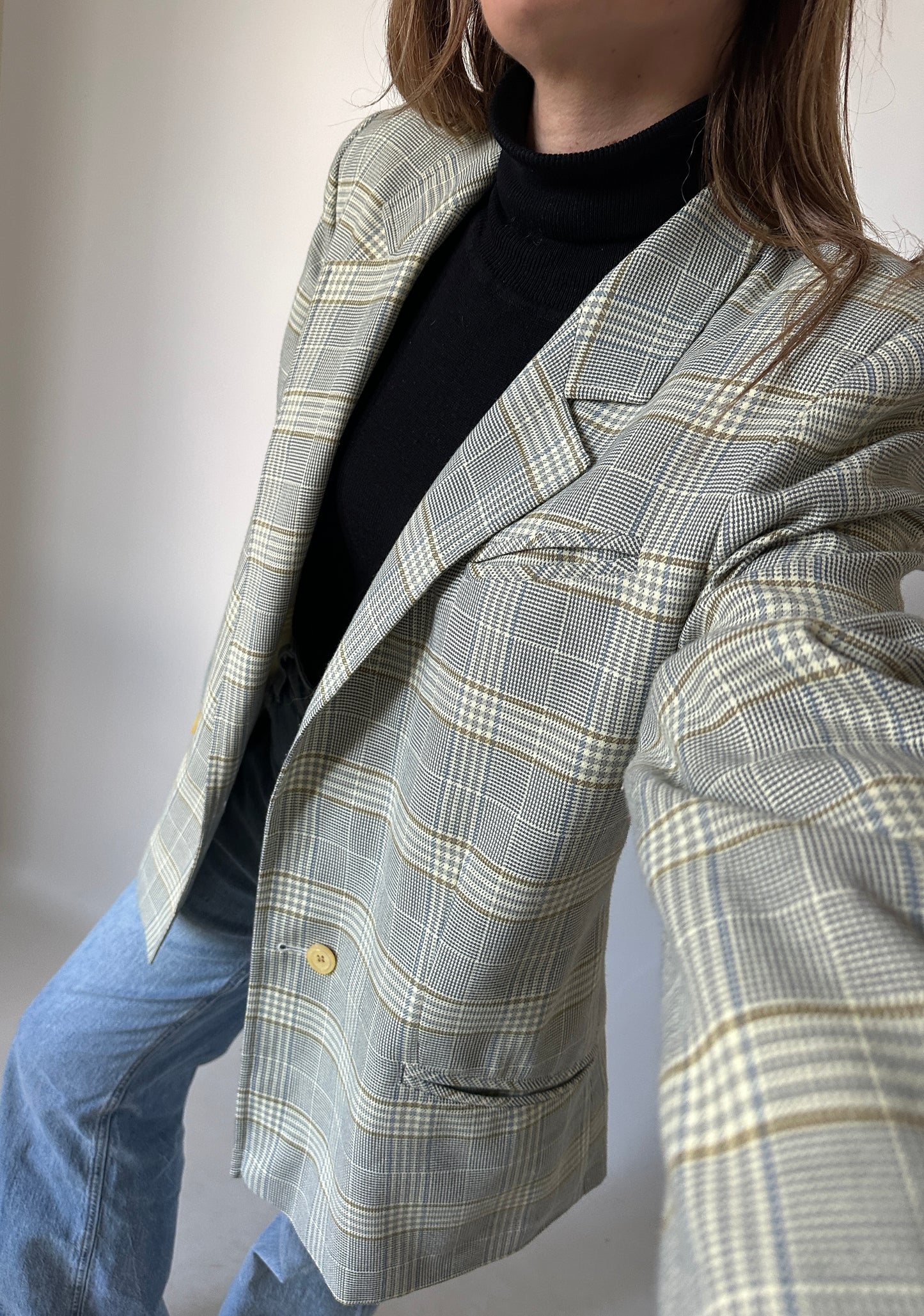 Prince of Wales grey petite blazer