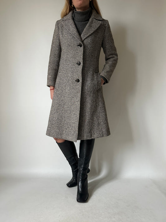 Herringbone tailored petite coat